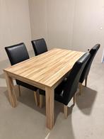 Eetkamertafel met 4 zwarte stoelen, Huis en Inrichting, Tafels | Eettafels, Ophalen, Zo goed als nieuw, Rechthoekig, 50 tot 100 cm