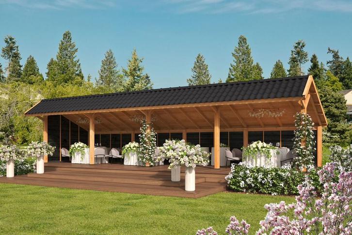 Douglas kapschuur XXL 1260x420cm AANBIEDING, Tuin en Terras, Tuinhuizen, Zo goed als nieuw, Hout, 200 tot 400 cm, Ophalen of Verzenden