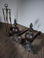 Bronzen set haardbokken met accesoires, Ophalen of Verzenden, Nieuw, Vrijstaande haard, Houthaard