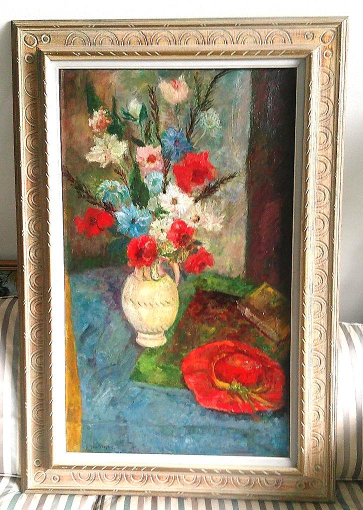 Bloemen in vaas rode hoed ca.1940 - gesigneerd Jan Sluyters, Antiek en Kunst, Kunst | Schilderijen | Klassiek, Ophalen of Verzenden