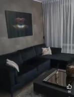 Mooie zwarte velvet hoekbank  loungebank, Ophalen of Verzenden