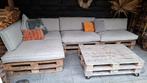 Loungeset te koop incl. Palletkussens, Ophalen, Zo goed als nieuw, Bijzettafel