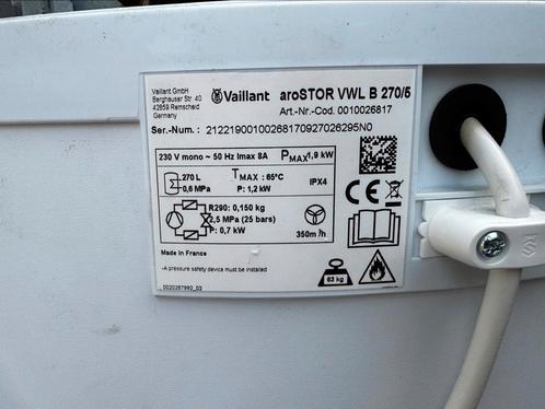 Warmtepompboiler Vaillant arostor VWL B 270 liter, Doe-het-zelf en Verbouw, Geisers en Boilers, Zo goed als nieuw, Boiler, 100 liter of meer