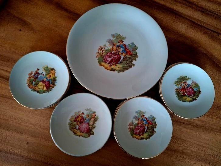 13 delig vintage gebakstel, Antiek en Kunst, Antiek | Servies compleet, Ophalen of Verzenden