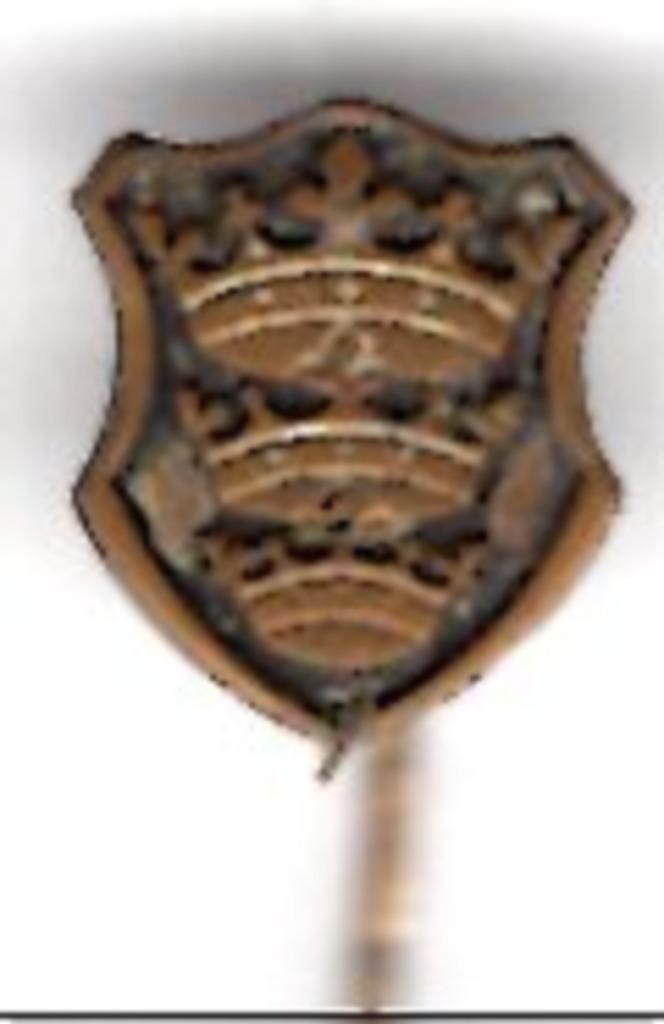 wapen met 3 kroontjes koper speldje ( W_229 ), Verzamelen, Speldjes, Pins en Buttons, Zo goed als nieuw, Speldje of Pin, Stad of Land