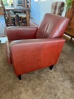 GRATIS: Bruine Lederen Fauteuil, Ophalen, Gebruikt, Minder dan 75 cm, Leer