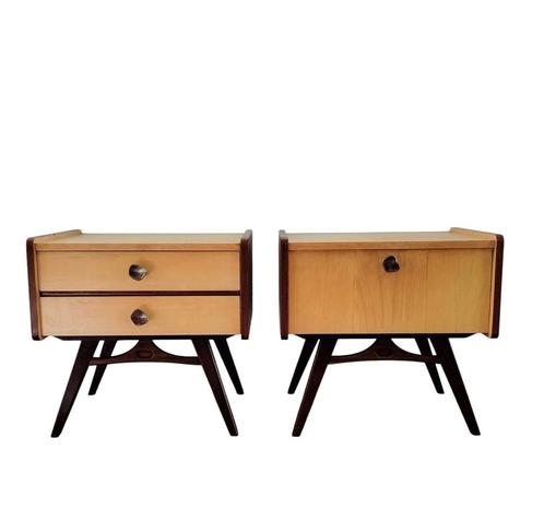 Vintage set van 2 nachtkastjes, jaren '60, Huis en Inrichting, Kasten | Ladekasten, Zo goed als nieuw, Minder dan 100 cm, Minder dan 50 cm