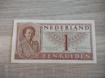 Vrijwel UNC biljet 1 gulden 1949, muntbiljet Juliana beschikbaar voor biedingen