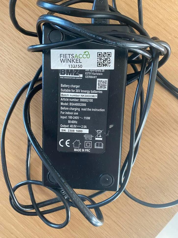 Elektrische Fiets Accu Oplader - 36V, Fietsen en Brommers, Fietsaccessoires | Fietsaccu's, Gebruikt, Ophalen of Verzenden