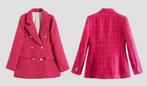 Donker roze geruit dames colbert vrouwen blazer jasje netjes, Verzenden, Nieuw, Roze, Jasje