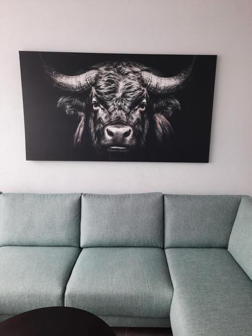 Stoer Schilderij stier/koe zwart wit 1.80 breed, Antiek en Kunst, Kunst | Schilderijen | Abstract, Ophalen