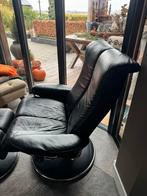 Leren Stressless Relaxfauteuil met Voetenbank zwart, Minder dan 75 cm, Leer, Ophalen of Verzenden, Zo goed als nieuw