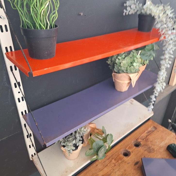 Vintage Metalen Boekenrekken - Modulair Systeem, Huis en Inrichting, Woonaccessoires | Wandplanken en Boekenplanken, Gebruikt