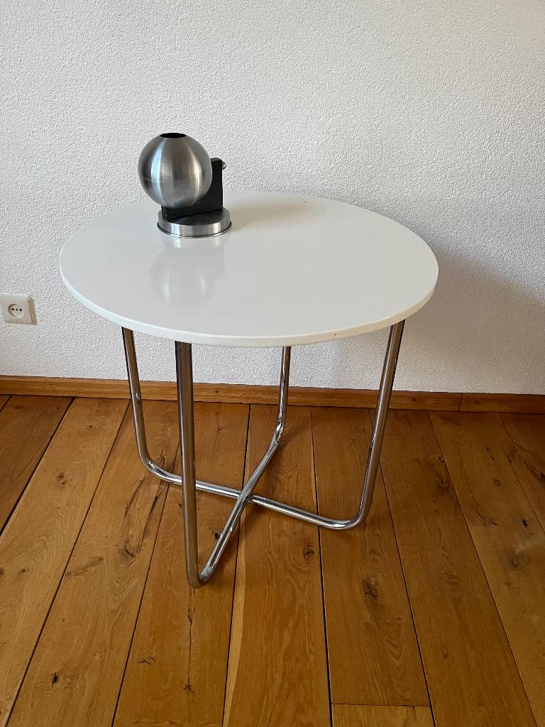 Ronde bijzettafel – chroom buisframe – Bauhaus stijl, Ophalen, Overige materialen, Gebruikt, Rond