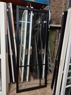 93x231,5cm binnendeur stomp R staallook zwart blankglas SK67