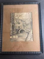 Bruggetje in Delft - Potloodtekening C vd Horst, Antiek en Kunst, Ophalen