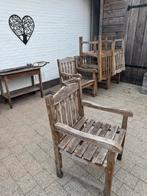Zware teakhouten tuinstoelen 6 stuks, Ophalen, Gebruikt, Teakhout
