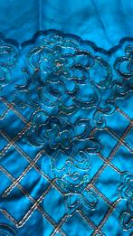 Mooie blauwe stof met pailletten en goud, 200 cm of meer, Nieuw, Blauw, Ophalen of Verzenden