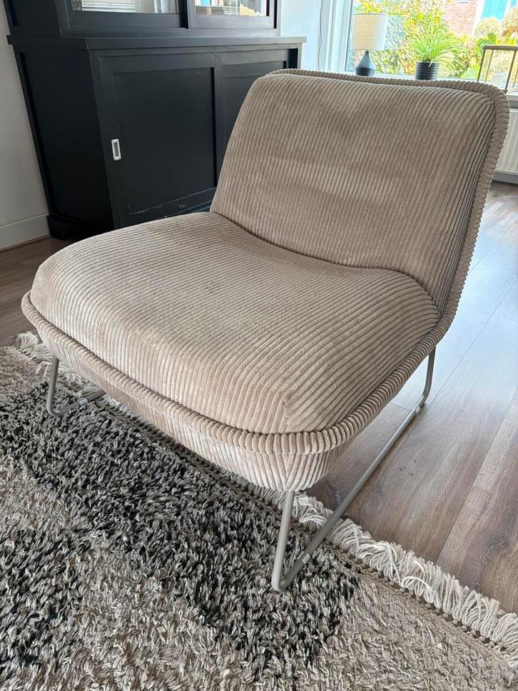 Fauteuil Amber - Corduroy & Metaal, Huis en Inrichting, Fauteuils, Zo goed als nieuw, Metaal, 50 tot 75 cm, Minder dan 75 cm, Ophalen