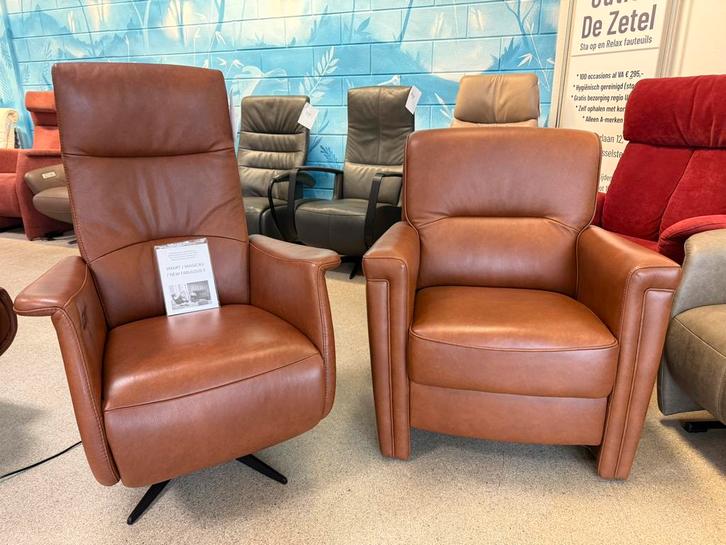Prachtige set sta op stoel plus relax fauteuil, Huis en Inrichting, Fauteuils, Nieuw, Leer, Verzenden