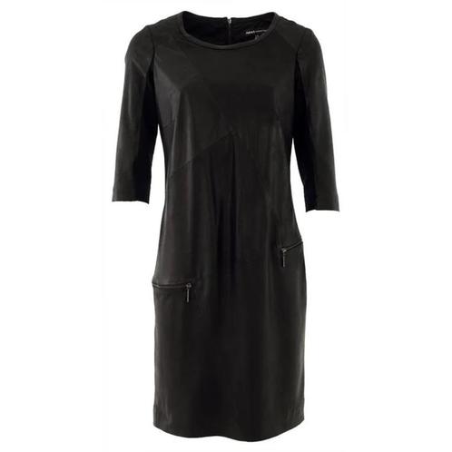 * Zwarte Lederen / Leren Tuniek Jurk - ARMA * Mt. 42 * Nieuw, Kleding | Dames, Jurken, Nieuw, Maat 42/44 (L), Zwart, Onder de knie