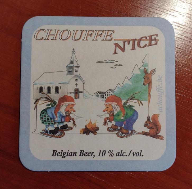 La Chouffe N’ICE Bierviltjes Oude afbeelding (<2009)., Verzamelen, Biermerken, Nieuw, Viltje(s), Overige merken, Ophalen of Verzenden