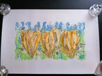 Ad van Hassel Zeefdruk Tulpen Geel, Antiek en Kunst, Kunst | Litho's en Zeefdrukken, Ophalen of Verzenden