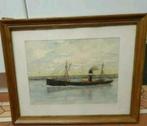 IJmuiden Vissersschip IJM 73 Stoomtrawler uit 1906 M E Broek, Antiek en Kunst, Kunst | Schilderijen | Klassiek, Ophalen