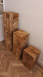Unieke Teakhouten Kubus / Plantenbak, Huis en Inrichting, Ophalen, Nieuw