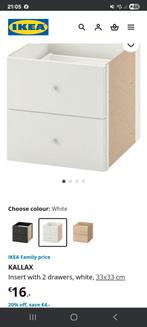 IKEA Kallax Lades - Wit & Turquoise, Huis en Inrichting, Overige materialen, Minder dan 50 cm, Gebruikt, 1 of 2 laden