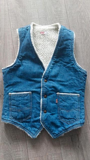 Vintage 70s Levis Western Sherpa denim vest gilet  beschikbaar voor biedingen