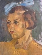 Louis Soonius - portret van een meisje - olieverf marouflé, Antiek en Kunst, Ophalen of Verzenden
