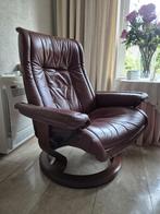 Bordeaux leren relaxfauteuil (merk Stressless), Huis en Inrichting, Ophalen, Gebruikt, Leer, 75 tot 100 cm
