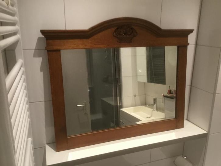 Mooie garderobe facet geslepen spiegel, Antiek en Kunst, Antiek | Spiegels, Rechthoekig, Ophalen of Verzenden