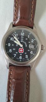 Vintage Swiss Military horloge, Sieraden, Tassen en Uiterlijk, Horloges | Heren, Overige merken, Leer, Staal, Ophalen of Verzenden