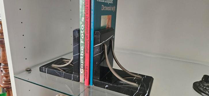 Zwarte Marmeren Boekensteunen, Verzamelen, Boekenleggers, Ophalen of Verzenden