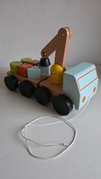 Houten speelgoed kraan met magnetische blokken, Ophalen of Verzenden