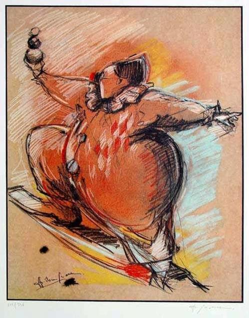 Christian Peschke - Bajazzo - Granolitho Handgesign., Antiek en Kunst, Kunst | Litho's en Zeefdrukken, Ophalen of Verzenden