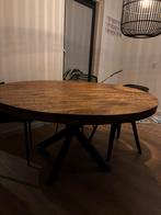 Ronde eettafel met hout tafelblad, Ophalen of Verzenden, Zo goed als nieuw, Rond, 100 tot 150 cm