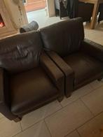 Lederen 2 stoellen, Huis en Inrichting, Stoelen, Ophalen, Gebruikt, Twee, Bruin