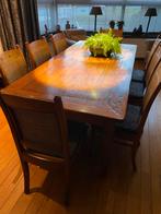 Eettafel met 8 stoelen (teakhout), Huis en Inrichting, Tafels | Eettafels, Ophalen, Teakhout, 200 cm of meer, 50 tot 100 cm