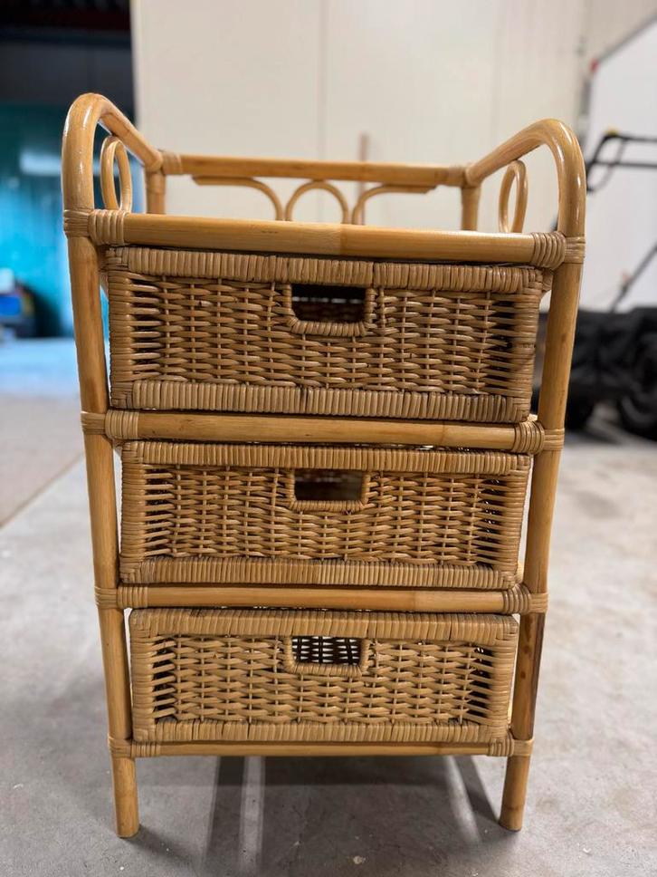 Rotan vintage Ladekastje - Charmant en Praktisch!, Huis en Inrichting, Kasten | Dressoirs, Gebruikt, Minder dan 50 cm, 25 tot 50 cm