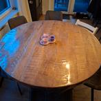 Mooie ronde mango houten tafel - 150 cm, Ophalen, Zo goed als nieuw, Modern, Vier personen