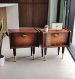 Prachtige set vintage nachtkastjes, Ophalen, Zo goed als nieuw, Hout