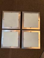 5 plafondlampen 25x25 cm, rvs met melkglas, Ophalen of Verzenden, Gebruikt