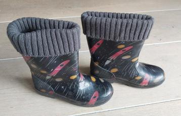 Regenlaarzen met voering (34) - zwart raket sterren planeten beschikbaar voor biedingen