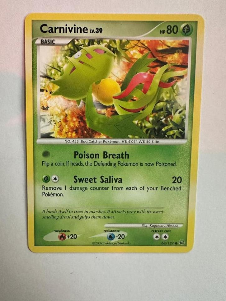 Carnivine – 68/127 – Platinum, Hobby en Vrije tijd, Verzamelkaartspellen | Pokémon, Zo goed als nieuw, Losse kaart, Ophalen of Verzenden
