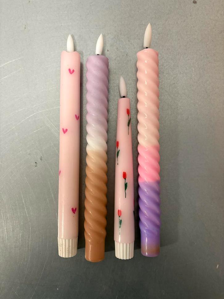 Roze LED Kaarsen Set - Timer & Kaarsvet Look, Huis en Inrichting, Woonaccessoires | Kandelaars en Kaarsen, Nieuw, Kaars, Minder dan 25 cm