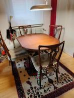 klassieke halfronde (uitklapbare) eettafel met vier stoelen, Huis en Inrichting, Tafels | Eettafels, Ophalen, Gebruikt, 100 tot 150 cm