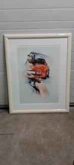 schilderij Litho nr 9 van 500 afbeelding vrouw met auto, Ophalen